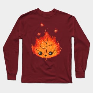 Fiery Autumn Leaf - Cute Autumn Leaf - Kawaii Autumn Leaf Long Sleeve T-Shirt